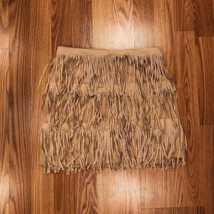 NEW Tan Studded Fringe Skirt